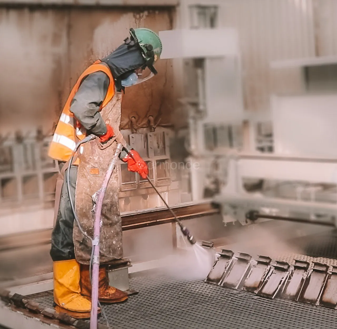 Teknisi profesional dengan peralatan modern menyiapkan perbaikan pipa di restoran Jakarta