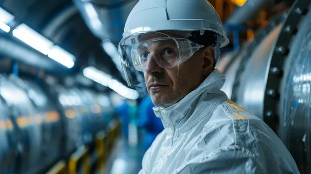 Teknisi menggunakan kamera inspeksi untuk memeriksa pipa industri