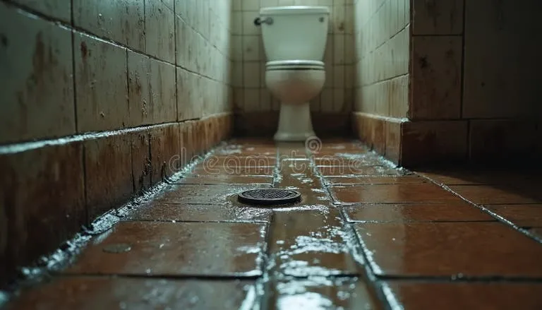 Air menggenang di permukaan lantai rumah, menandakan masalah tekanan tanah dan kebocoran