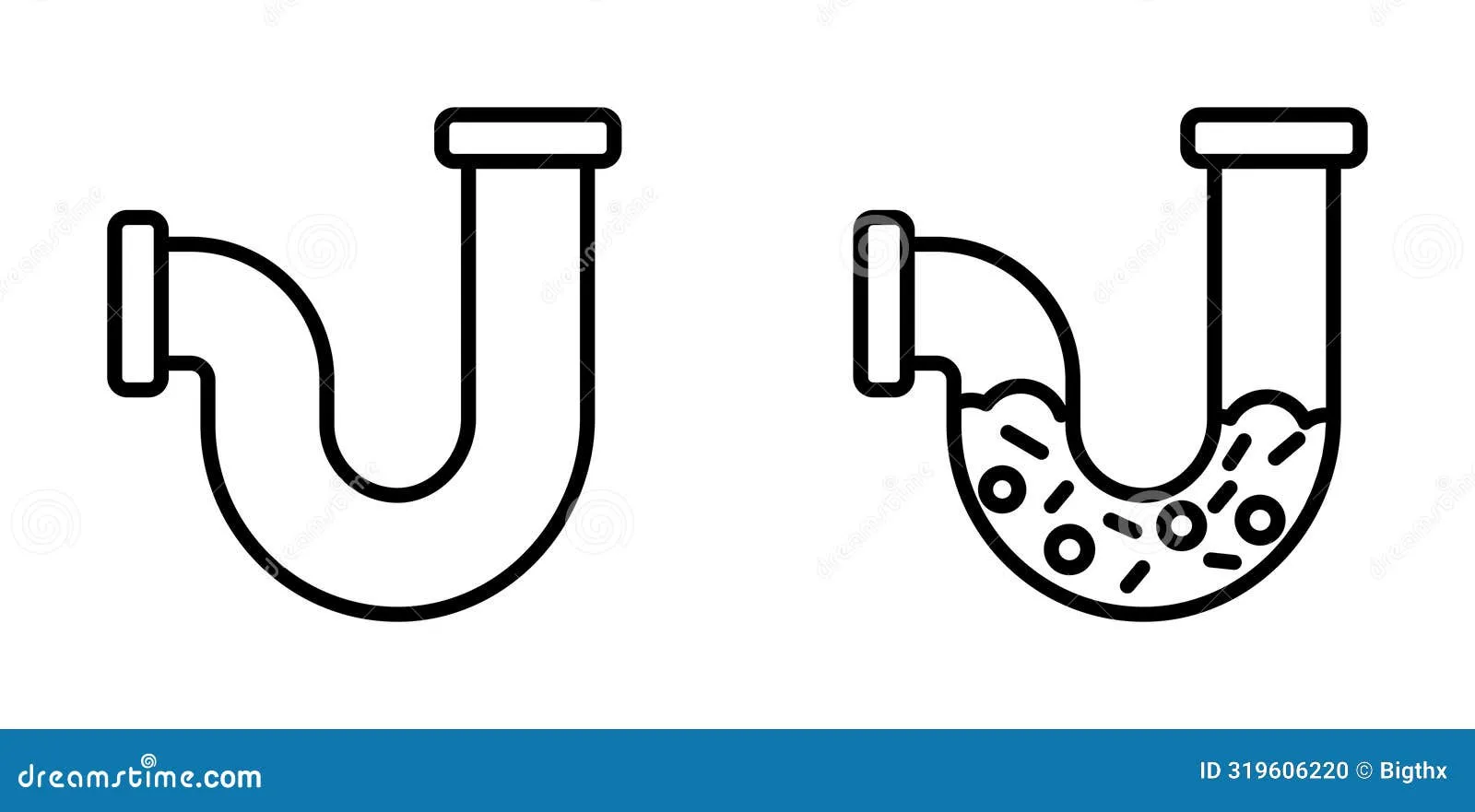 pipa saluran mampet dengan air mengalir dan alat pembersih, menampilkan proses membersihkan saluran secara visual