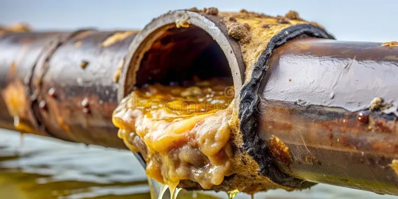 Tumpukan lemak dan sisa makanan di dalam pipa dapur restoran
