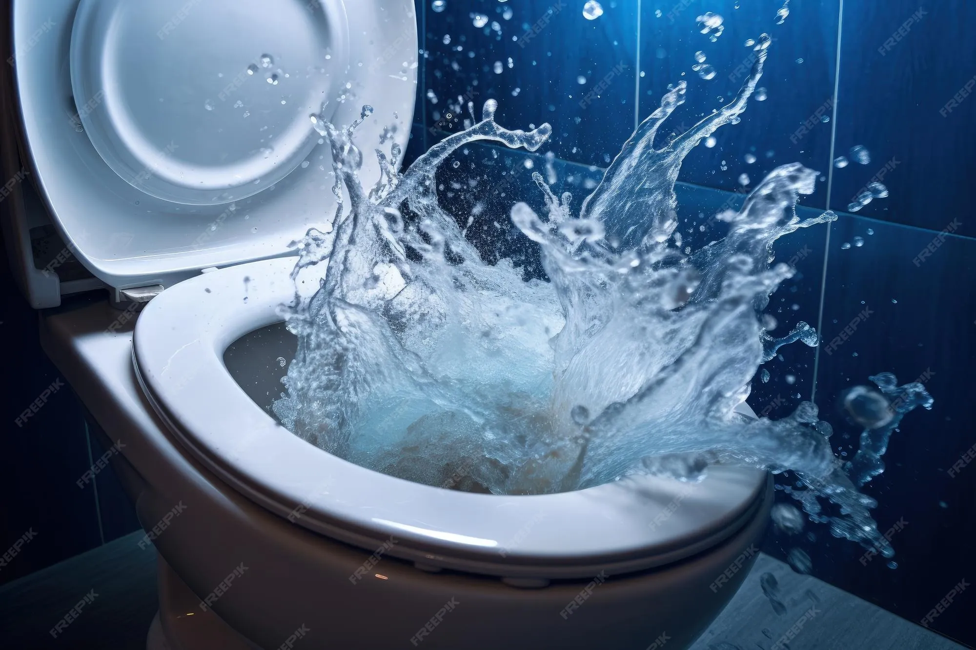 WC mampet tidak bisa disiram, gambar toilet dengan air mengalir terhambat