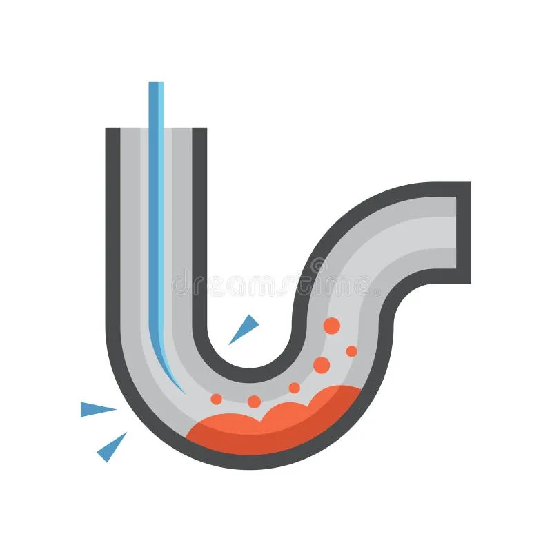 Penggunaan plumbing snake untuk membersihkan saluran toilet, gambar tangan memegang ulat plastik