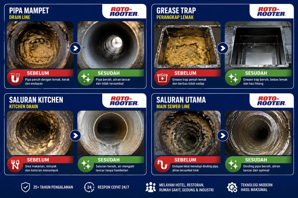 Pembersihan saluran dengan Roto-Rooter Pembersihan saluran dengan Roto-Rooter