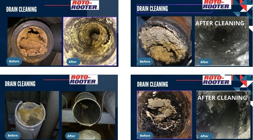 before after drain cleaning roto rooter