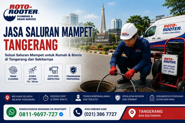Teknisi Roto-Rooter menangani jasa saluran mampet Tangerang